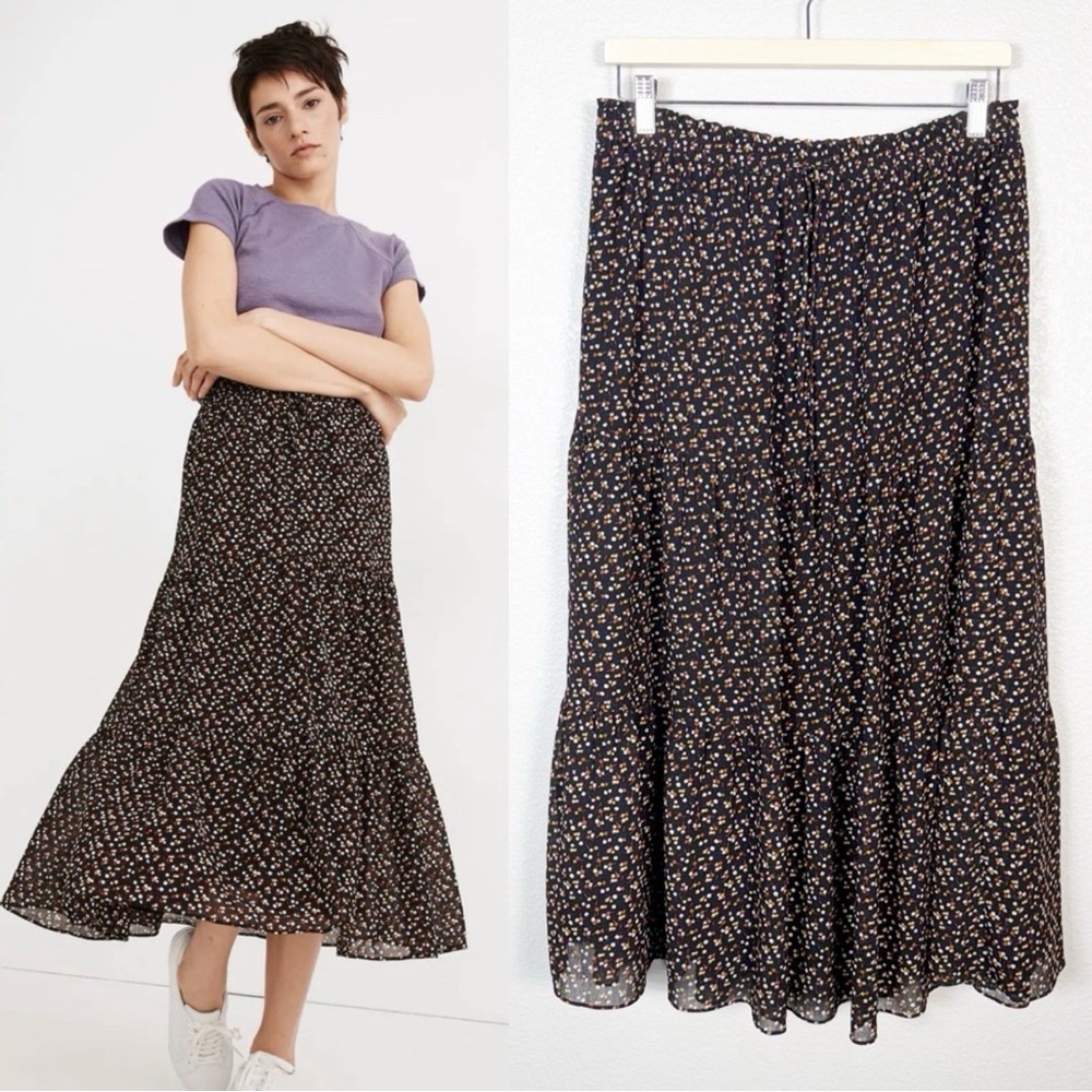 Madewell Black Floral Maxi Skirt